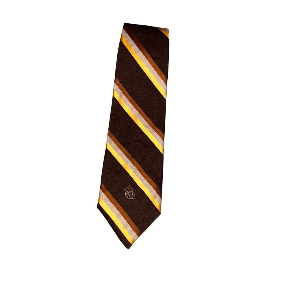 Vintage Oleg Cassini Brown Striped Retro 70s 80s Business Casual Necktie